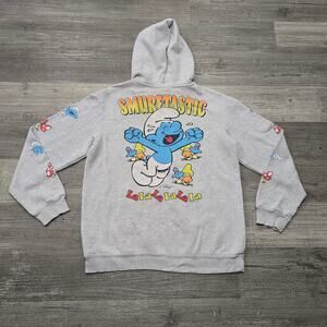 The Smurfs Smurftastic Gray Hooded Sweater Kangaroo Hoodie